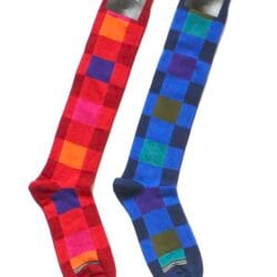K11.2 Karo bordeaux multicolor (Kniestrümpfe, lang)