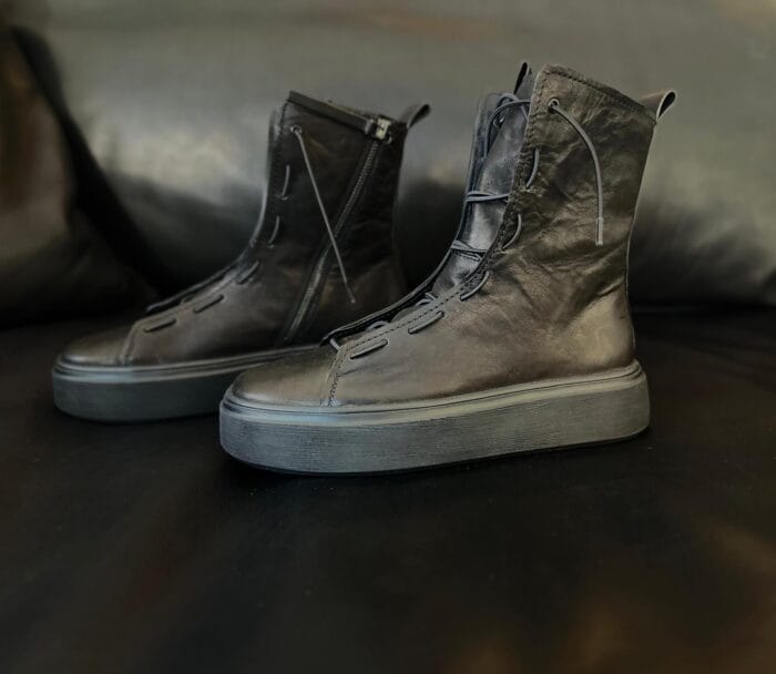 DYNAMIC - High Leder-Sneaker, schwarz – Bild 2