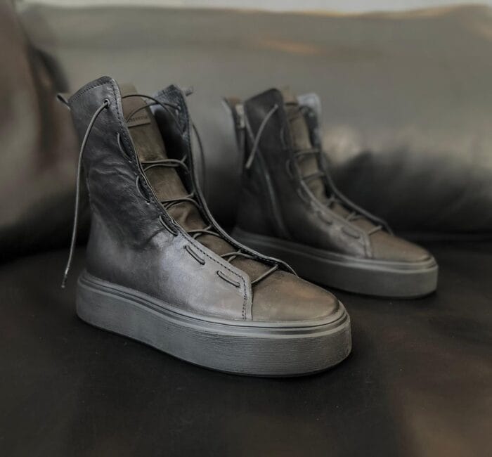 DYNAMIC - High Leder-Sneaker, schwarz – Bild 3