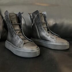 DYNAMIC - High Leder-Sneaker, schwarz