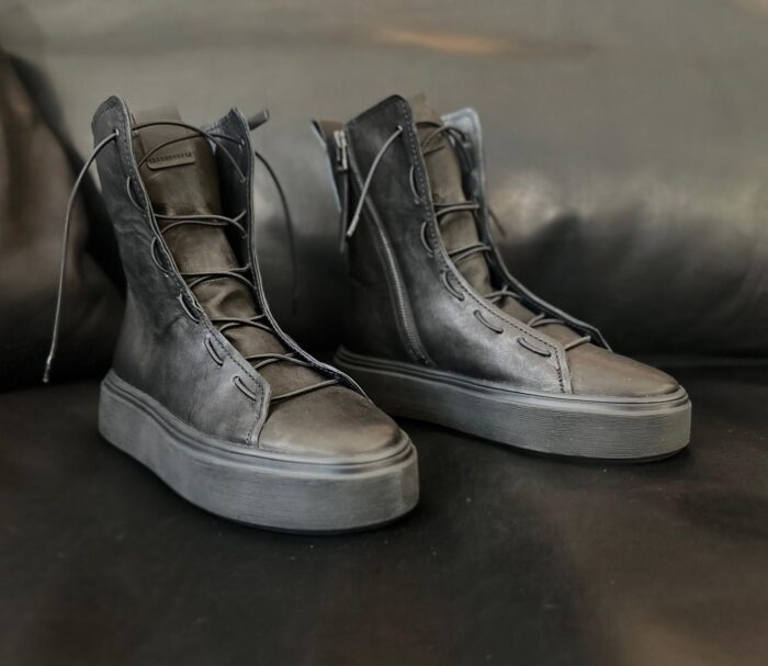 DYNAMIC - High Leder-Sneaker, schwarz