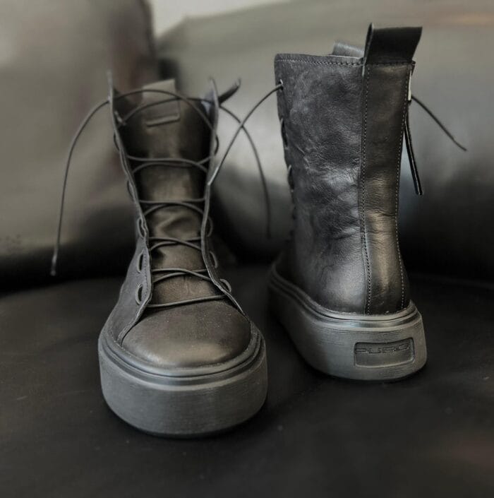 DYNAMIC - High Leder-Sneaker, schwarz – Bild 4