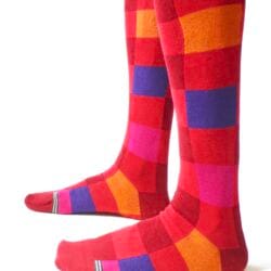 K11.2 Karo bordeaux multicolor (Kniestrümpfe, lang)